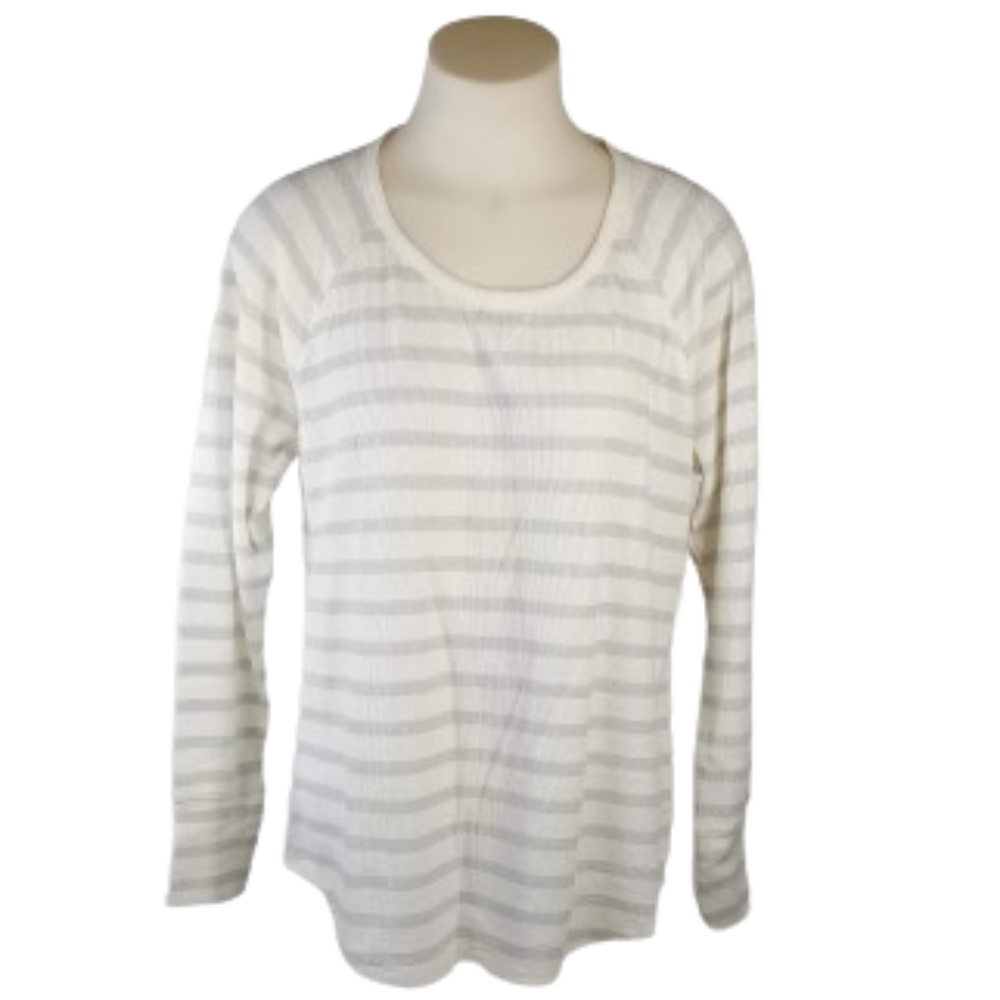 Sonoma White Gray Glitter Stripe Top Sz XL